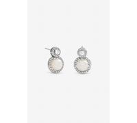 Jon Richard Rhodium Plated Pave and Fresh Water Halo Earrings One Size Silver