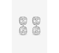Jon Richard Rhodium Plated Pave Square Double Drop Earrings One Size Silver