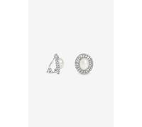 Jon Richard Women's Rhodium Plated Pearl & Crystal Clip Earrings in Silver