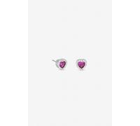 Jon Richard Women's Rhodium Plated & Pink Heart Stud Earrings in Silver Jon Richard Silver One Size