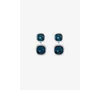 Jon Richard Women's Rhodium Plated & Sapphire Double Drop Halo Earrings in Silver Jon Richard Silver One Size