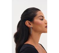 Jon Richard Women's Rhodium Plated Sapphire Linear Drop Earrings in Silver