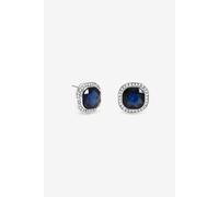 Jon Richard Women's Rhodium Plated Sapphire Stud Earrings in Silver