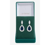 Jon Richard Women's Silver Cubic Zirconia Pear Drop Earrings in Blue