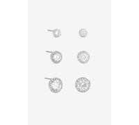 Jon Richard Silver Plated And Crystal Halo Earrings - Multipack Silver
