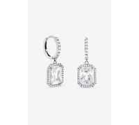 Jon Richard Women's Silver Plated Cubic Zirconia Charm Huggie Hoop Earrings Jon Richard Silver One Size