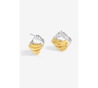 Jon Richard Women's Two Tone Ridge Stud Earrings in Silver Jon Richard Silver One Size