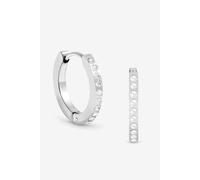 Jon Richard Women's Waterproof Silver Plated Crystal & Polished Huggie Hoop Earrings Jon Richard Silver One Size