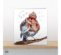 Jon the Robin Watercolour Christmas Card By Elizabeth Grant