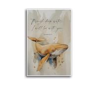 Jonah and the Whale Scripture Print Christian Ocean Decor Deep Waters Bible Verse Wall Art Faith Based Art Christian Gifts Indoor Decor for Home Offices Living Room Bedroom Prayer Room Farmhouse