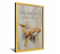 Jonah and the Whale Scripture Print Christian Ocean Decor Deep Waters Bible Verse Wall Art Faith Based Art Christian Gifts Indoor Decor for Offices Bedroom Prayer Room Farmhouse Framed Ready to Hang