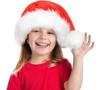 Jonami Santa Hat Christmas Hat in Plush, Traditional Red and White Costume