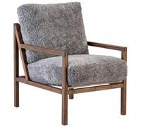 Jonas Ihreborn - Seventy Five Wood Armchair, Walnut / Sheepskin Scandinavian Grey - Grey