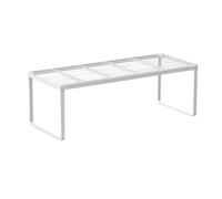 JONASHER Kitchen Cabinet Storage Shelf Stackable Wire Spice Rack Organizer Heavy Duty Space Saver for Bathroom Bedroom Closet Laundry Room Office Countertop - White, Pack 1