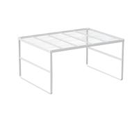 JONASHER Kitchen Cabinet Storage Shelf Stackable Wire Spice Rack Organizer Heavy Duty Space Saver for Bathroom Bedroom Closet Laundry Room Office Countertop - White, Pack 1