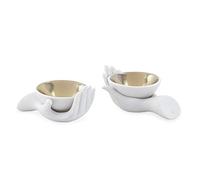 Jonathan Adler Eve Salt & Pepper Cellars, White & Gold, 3.5"" w, 2.5"" d, 2.75"" h