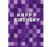 Jonathan Glick Purple Pixel Squares Birthday Card - 175x126mm Designs -Girls Gaming Minecraft Inspired