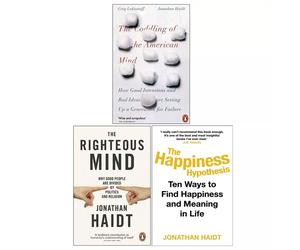 Jonathan Haidt Collection 3 Books Set Happiness Hypothesis, Coddling of American