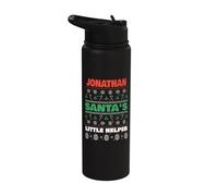 Jonathan Santa's Little Helper Funny Jonathan Name Christmas Stainless Steel Insulated Water Bottle