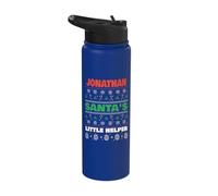 Jonathan Santa's Little Helper Funny Jonathan Name Christmas Stainless Steel Insulated Water Bottle