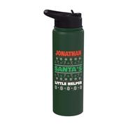 Jonathan Santa's Little Helper Funny Jonathan Name Christmas Stainless Steel Insulated Water Bottle