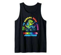Jonathan Schoolchild Personalized Back to School Dino Truck Tank Top