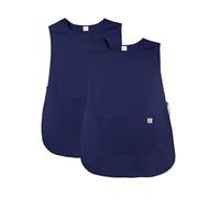 JONATHAN UNIFORM 2 Packs Unisex Long Work Tabard Apron With 2 Pockets for Beauty, Elderly Carer, Vet, Dental, Medical Jobs (Navy,Regular)