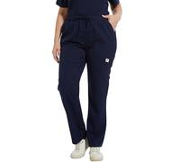 JONATHAN UNIFORM Lightweight Cargo Trousers with 8 Pockets, Stretch Scrub Pants with Adjustable Drawstring (Navy, L)