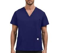 JONATHAN UNIFORM Men Classic V Neck Tunic Scrub Top with 3 Pockets for Caregiver, Dental, Spa, Vet, Beauty, Massage (Navy, S)