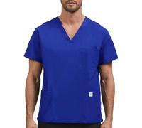 JONATHAN UNIFORM Men Classic V Neck Tunic Top with 3 Pockets for Spa, Vet, Beauty, Massage (Bright Blue, 2XL)