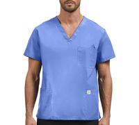 JONATHAN UNIFORM Men V Neck Scrub Top with 3 Pockets for Elderly Carer, Vet, Beauty, Dental (Ceil Blue,S)