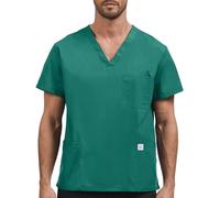 JONATHAN UNIFORM Mens Classic V Neck Scrub Top (Teal Blue, L) | 3 Pocekts Working Caregiver Work Shirts for Elderly Carer, Dental, Nurseryman, Anesthesia, Clinic, Vet