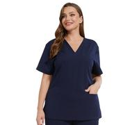 JONATHAN UNIFORM Soft Stretch Women Scrub Top with 3 Pocekts, Beauty Tunic for Dental, Elderly Carer, Vets (Navy, XL)