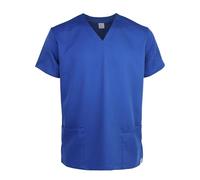 JONATHAN UNIFORM Stretch Mens V-Neck Scrubs Shirt with 2 Pocekts for Dental, Elderly Carer, Doctor (Royal Blue, 2XL)