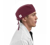 JONATHAN UNIFORM Stretch Scrub Surgical Cap with 360° Cotton Sweatband, Tie Back Adjustable Work Cap for Men and Women (Wine)