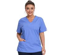 JONATHAN UNIFORM Women Chef Uniform Spa Uniform Workwear with 3 Pockets Tunic Shirts (Ceil Blue, 2XL)