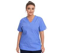 JONATHAN UNIFORM Women Tunic Shirt V-Neck 3 Pocket Workwear Uniform for Salon, Vet, Massage (Ceil Blue, 3XL)