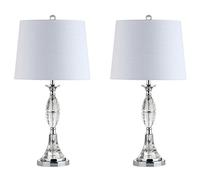 Jonathan Y JYL2041A-SET2 Table Lamp 13 x 13 x 25.5 Clear/Chrome with White Shade