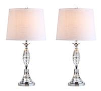Jonathan Y JYL2041A-SET2 Table Lamp 13 x 13 x 25.5 Clear/Chrome with White Shade