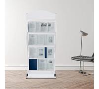 jondanecy 4 Tiers Magazine Rack Floor Standing Literature Newspaper Comic Book Display Stand Magazine Brochure Holder Rack Floor Brochure Stand for Office School Reception Area (White)