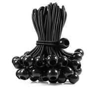 Joneaz Bungee Cord with Balls 15 Inch, UV Resistant, Black, 50- Piece