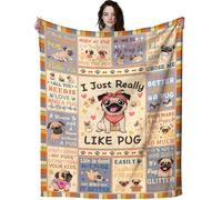 Jonecea Pug Blanket Gifts for Dog Lovers Girls,Pug Stuff Cute Dogs Animal Throw Blanket,Cute Dog Print Theme Gifts for Women Adults 50"X40"