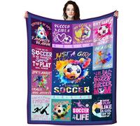 Jonecea Soccer Girls Blanket for Girls,Soccer Blankets and Throws Bed Sofa Christmas Birthday Gifts for Lovers Team 80"x60"