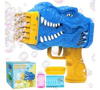 JONEG Bubble Maker for 3+ Year Old Boys: Automatic Dinosaur Bubble Gun Gifts for 3 4 5 6 7 8 Years Old Boy Birthday Toy for Kid Toddlers Ages 4-6 Outdoor Summer Bubble Machine for Kids (Blue)