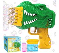 JONEG Bubble Maker for 3+ Year Old Boys: Automatic Dinosaur Bubble Gun Gifts for 3 4 5 6 7 8 Years Old Boy Birthday Toy for Kid Toddlers Ages 4-6 Outdoor Summer Bubble Machine for Kids (Green)