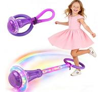 JONEG Toys for Girls 6 7 8 9 10 Year Old: Ankle Skip Ball for Kids with Light Foldable Jump Ball Gifts for 3-8 Years Old Girls Boys Birthday Christmas Outdoor Indoor Flash Wheel Sports Toy (Purple)