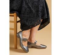 Jones Bootmaker female Leather Metallic Buckle Block Heel Mary Jane Shoes - 7, Metallic