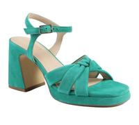 Jones Bootmaker Gloriana Block Heel Leather Buckled Sandals - Green Suede Size 5