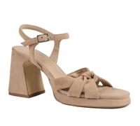Jones Bootmaker Gloriana Block Heel Leather Buckled Sandals - Sand Suede Size 5