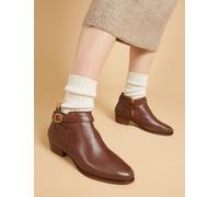 Jones Bootmaker Leather Block Heel Ankle Boots Tan